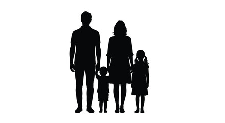 Silhouette of a family with two children