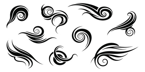 Fototapeta premium Black Swirl and Curve Design Elements on White Background
