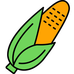 Corn Icon – Colorful Outline Vegetable and Agriculture Vector Illustration