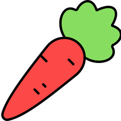 Carrot Icon – Colorful Outline Vegetable and Healthy Food Vector Illustration