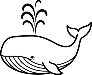 Fototapeta premium Whale illustration outline drawing whale vector graphic ocean animal eps silhouette