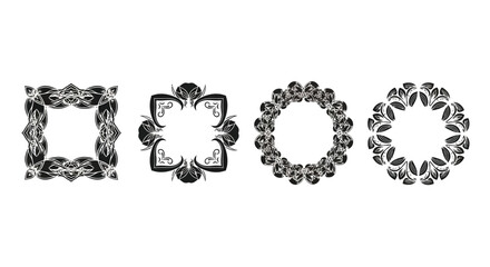 Four decorative frames in black and white