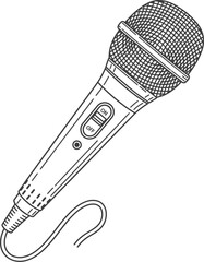 Microphone drawing vector illustration audio equipment black and white eps silhouette