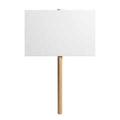 a blank protest sign held by wooden stick on transparent background