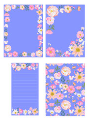 flat floral card design floral notepad design floral seamless pattern design floral frame floral card