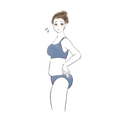 ダイエットしないといけない太った女性のイラスト