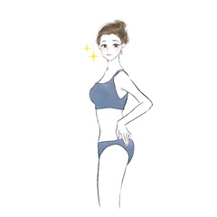 ダイエット成功のくびれある女性のイラスト