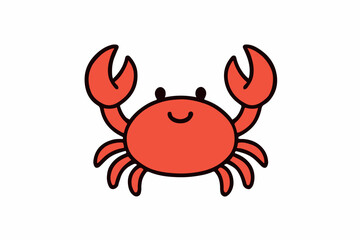 Cute Cartoon Red Crab with Raised Claws ocean