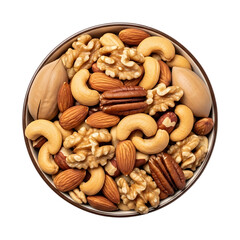Bowl of Assorted Nuts Walnuts, Almonds, Cashews, and Pecans for Healthy Snacking