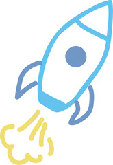 Outlined Rocket Launching Icon