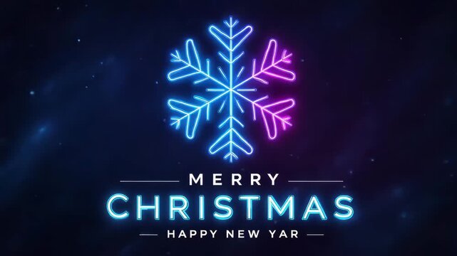 christmas greeting card with digital glowing snowflake animation - Powered by Adobe