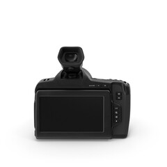 Professional digital cinema camera with screen and viewfinder isolated