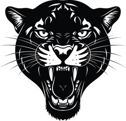 Black panther head vector illustration angry roaring animal design art eps silhouette
