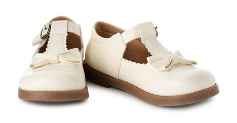 Pair of beautiful kid's shoes isolated on white