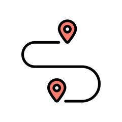 Map pointer color icon. Taxi, car sharing or rental car location. Vector illustration.