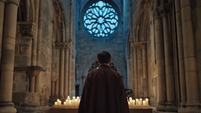 Walking in Ancient Cathedral