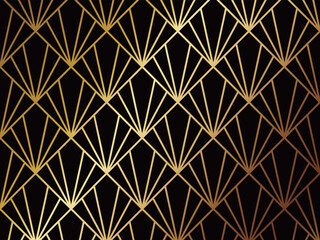 高級感のあるアールデコ模様の背景　ブラック＆ゴールド