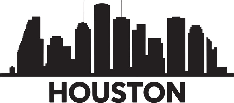 Houston texas city skyline silhouette black vector illustration landmark cityscape panorama clean simple graphic