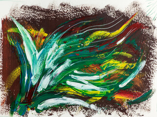 Floral acrylic brushstrokes on white