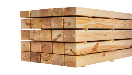 Stack of Lumber Closeup of Wood Planks for Construction.