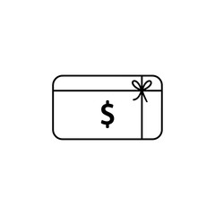 Gift Card icon with dollar sign and ribbon on a transparent background