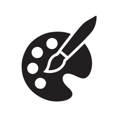 Artist Paint Palette and Brush Icon painting
