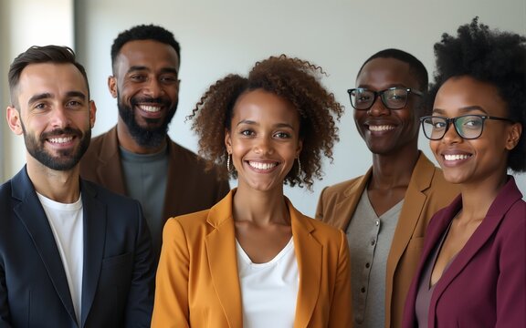 Group of successful multiethnic, diverse entrepreneurs and business people achieving goals together. High quality