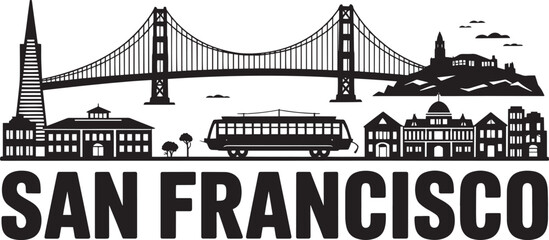 San francisco california skyline silhouette cityscape landmark travel tourism vector illustration