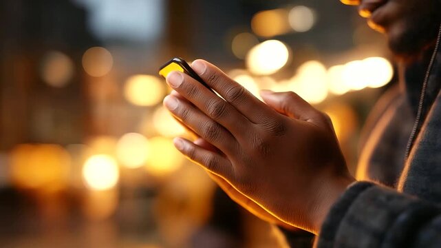 Hands texting in prayer group chat smartphone visible face defocused mobile mental health support text based faith community digital prayer network with copy space