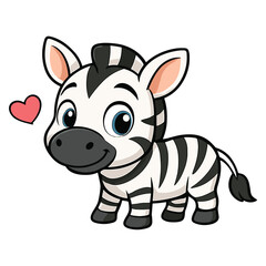 Sweet zebra illustration with a loving heart