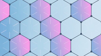 Digital interconnected hexagons pattern with network dots background