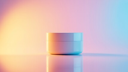 Modern beauty product container with colorful gradient glow
