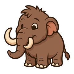 Fototapeta premium Cute cartoon woolly mammoth with happy eyes