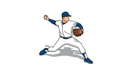 Fototapeta premium Baseball pitcher in action with dynamic pose and minimalist style