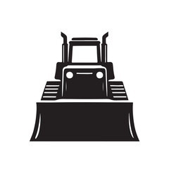 Black bulldozer silhouette front view Keywords: bulldozer, dozer, heavy equipment, construction