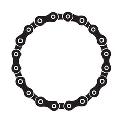 Bicycle chain forming a circle on white Keywords: bicycle chain, bike chain, circular, circle
