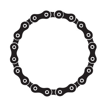 Bicycle chain forming a circle on white Keywords: bicycle chain, bike chain, circular, circle