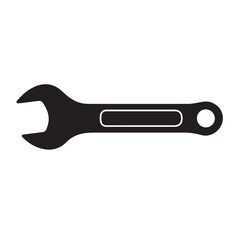 Black Silhouette of an Open- End Wrench with a Box End