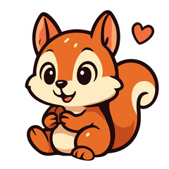 Fototapeta premium Cute squirrel holding a nut in cartoon style