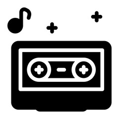 music tape glyph icon