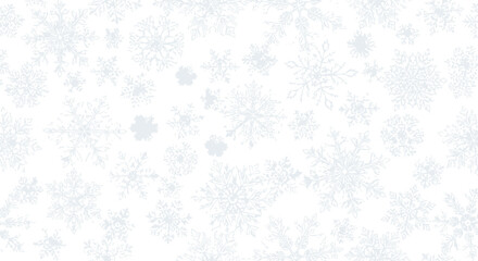 Seamless pattern of delicate snowflakes isolated on white background for winter design
