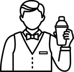 Obraz premium Bartender icon professional cocktail maker shaker outline vector image eps silhouette