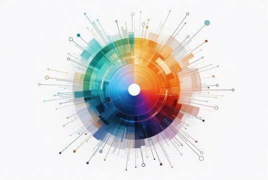 AI modality integration symbol, abstract vector composition, isolated on white background
