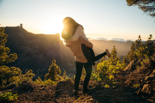 Romantic couple enjoying a sunset in Gran Canaria