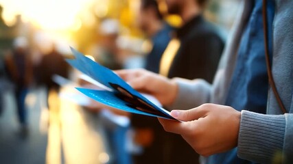 Hands holding campus ministry flyers and event info student outreach faces obscured college mental health awareness faith based student services university setting with copy