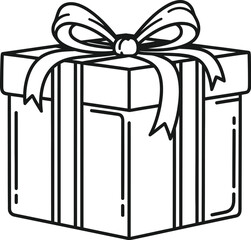 Illustration of a gift box with ribbon isolated on white background