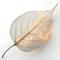 Glowing leaf skeleton with intricate details, ideal for nature and design concepts
