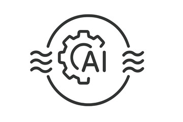 Machine learning settings icon representing automated technology and data processing flow