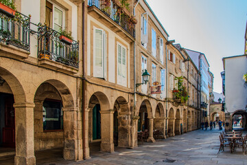 Historic Arcaded Street in a European Old Town