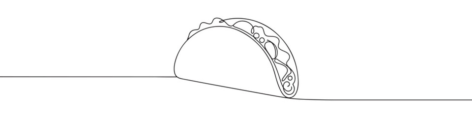Continuous one line drawing of a taco. Concept of Mexican food and fast food